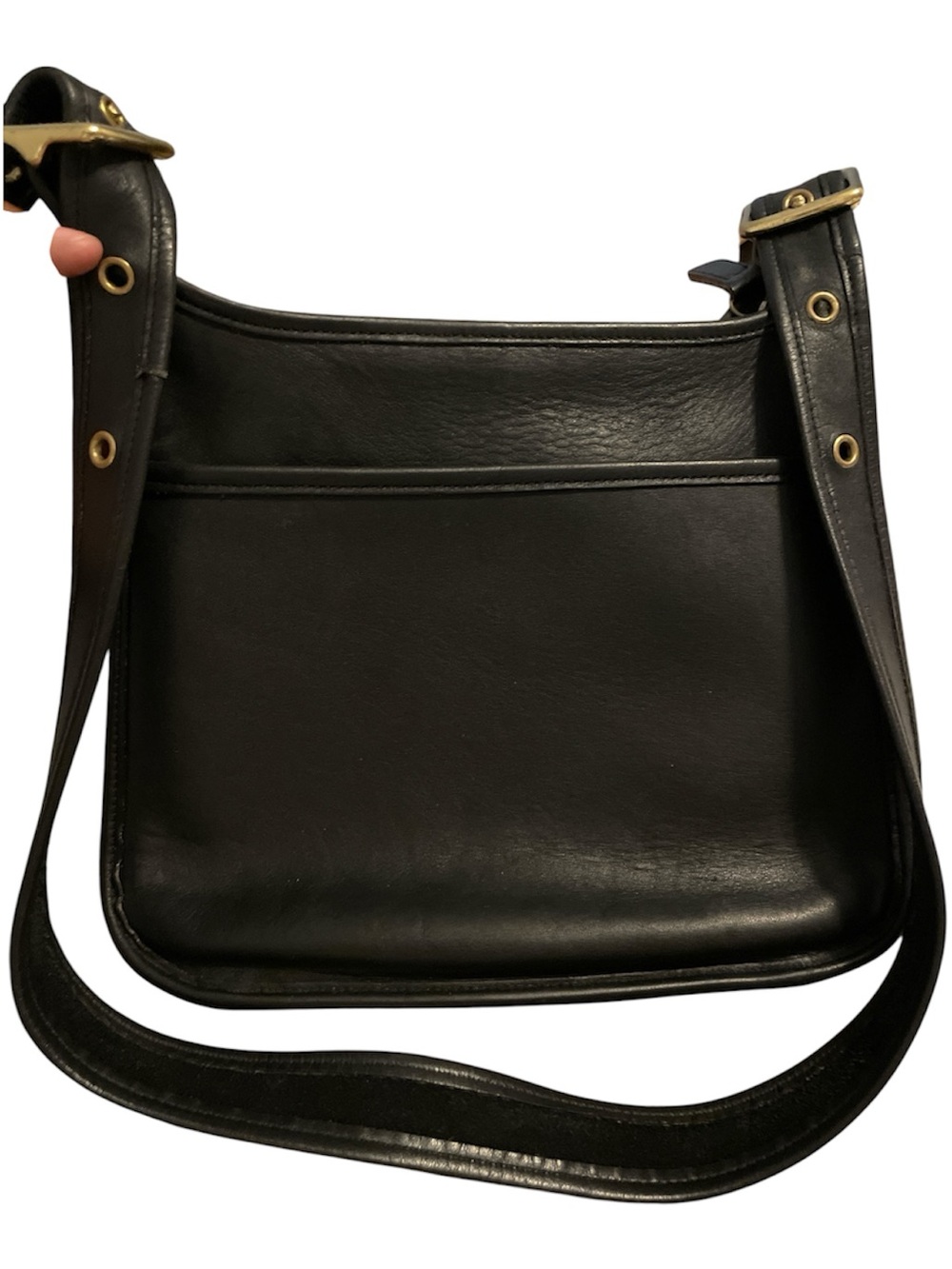 Coach Vintage Legacy 9966 Black Leather Shoulder Bag with Gold-Tone Accents